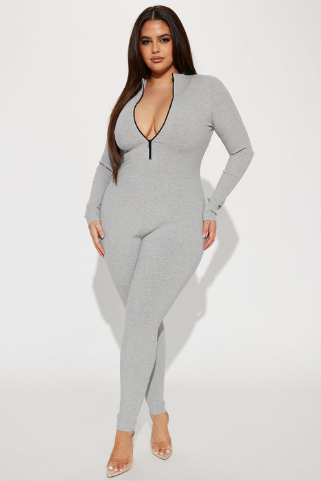 Sabrina Snatched Jumpsuit - Heather Grey