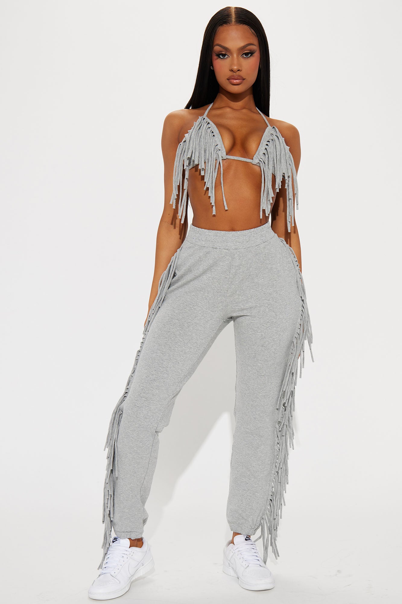 Fringe Moment Jogger Set Heather Grey