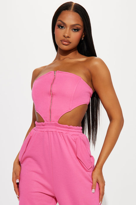 Pink cargo discount jumpsuit