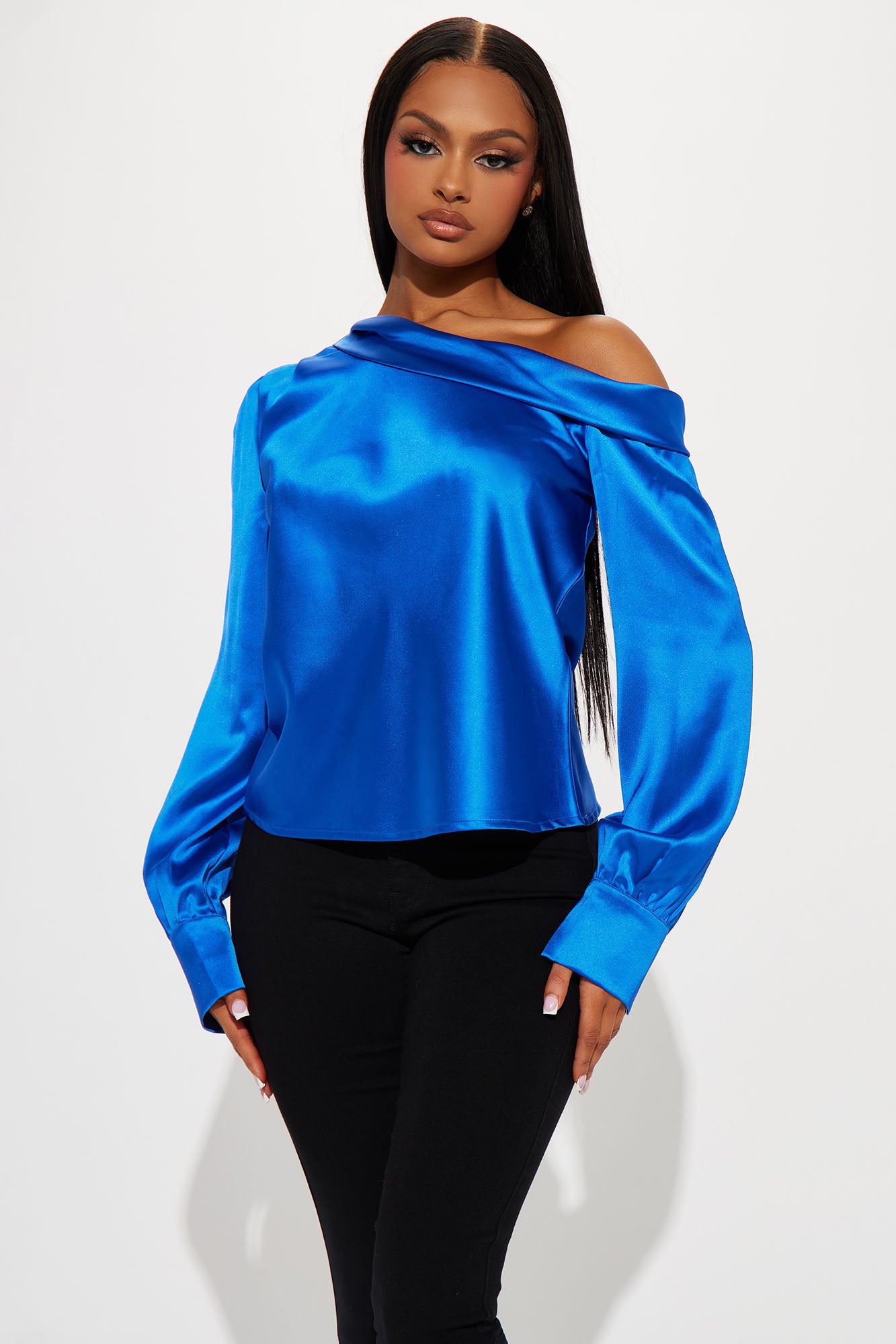 Keepin It Classy Satin Top Royal