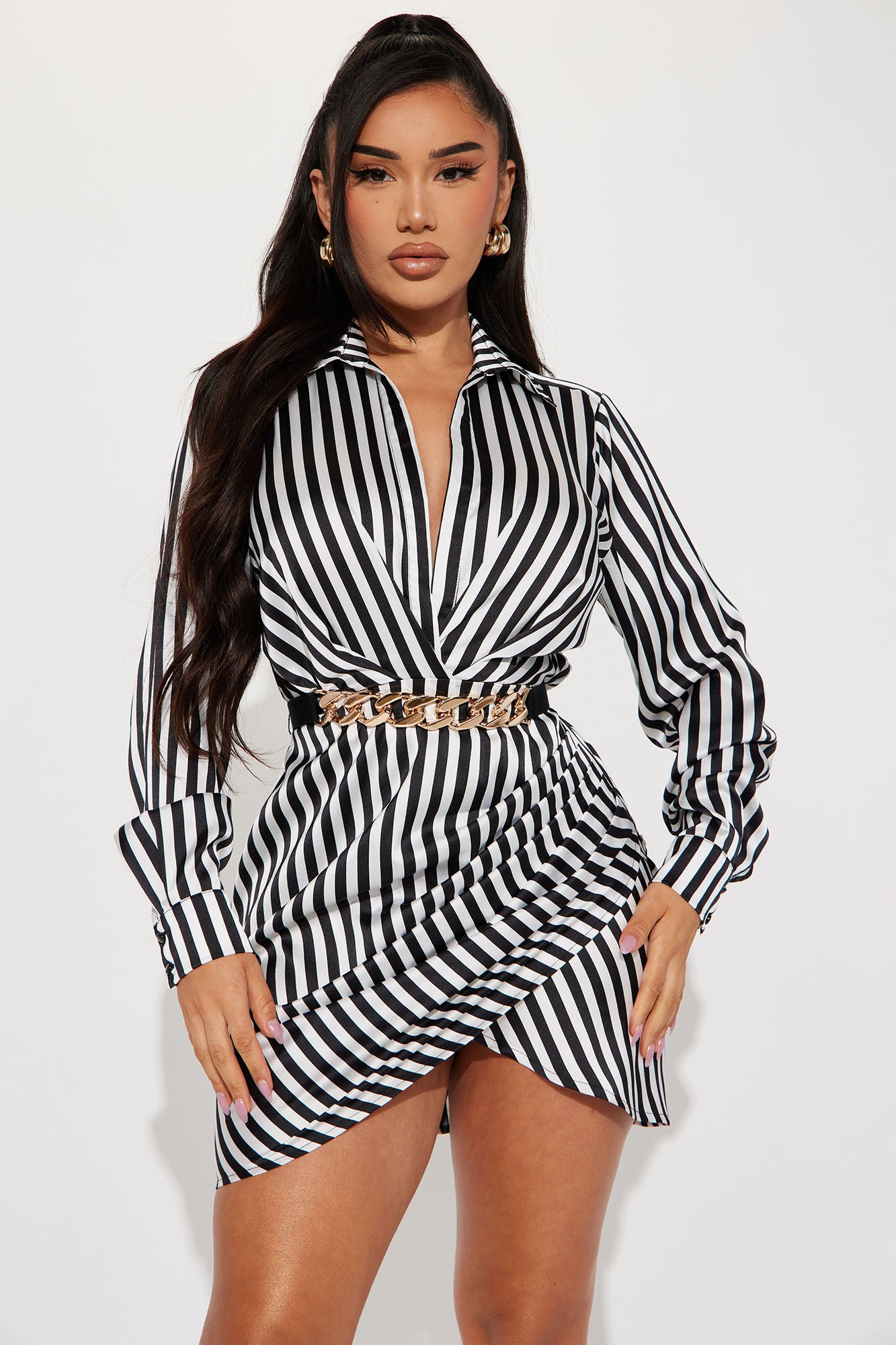 Missy Striped Mini Dress Black White