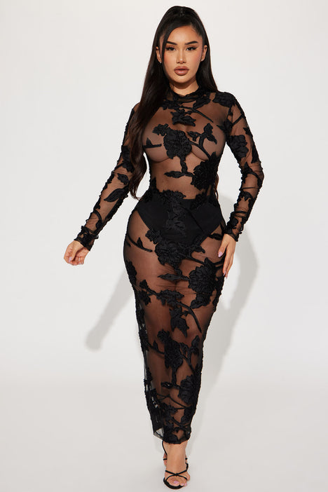 Black sheer dress fashion outlet nova