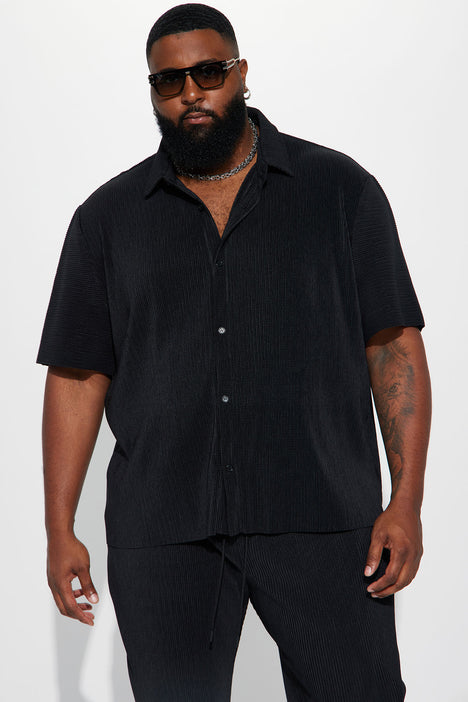 Mens black short sleeve button down dress shirt sales