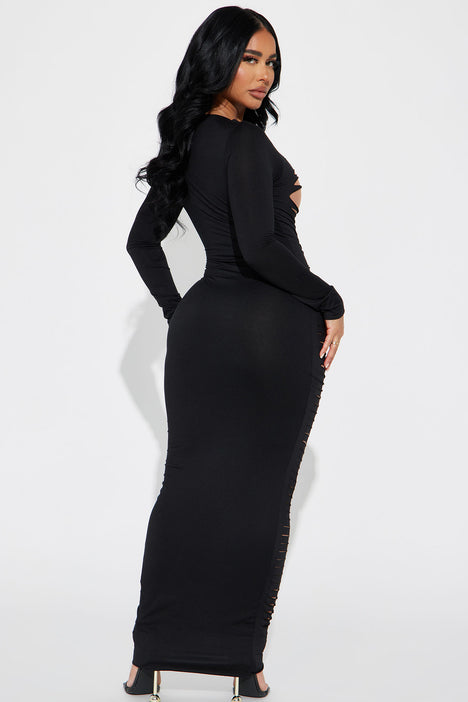 Next Level Distressed Maxi Dress Black combo
