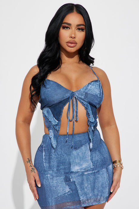 Blue skirt fashion nova clearance