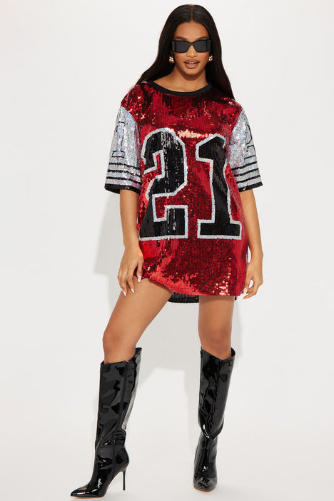 Representing Sequin T Shirt Dress Red