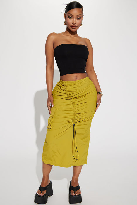Feel This Good Cargo Maxi Skirt Chartreuse