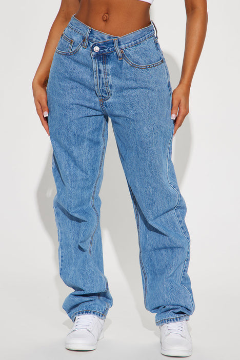 Crossover Straight Leg Jeans Medium Wash