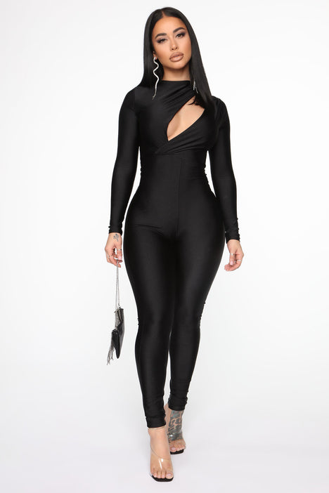 Fashion nova shop all black jumpsuit