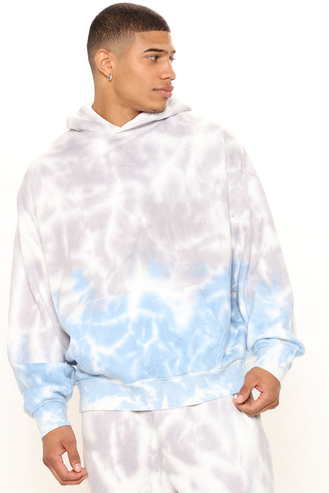 Tyson Heavyweight Tie Dye Hoodie Grey Blue