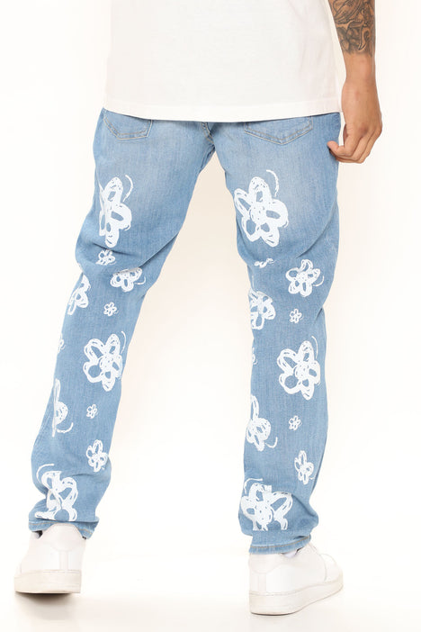 Jeans with deals flowers on them