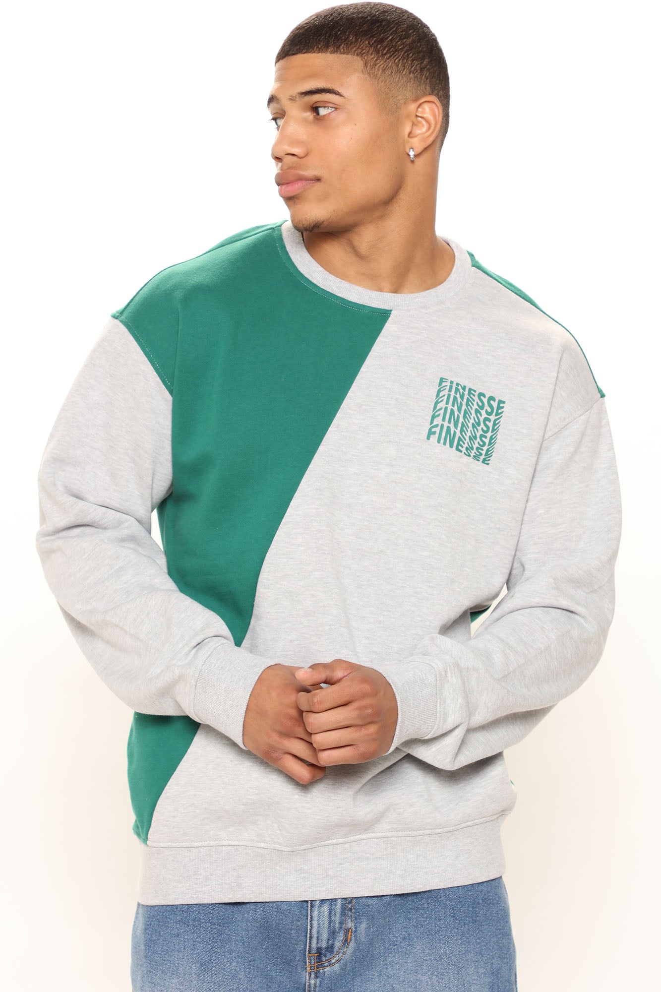 Split crewneck sweatshirt deals