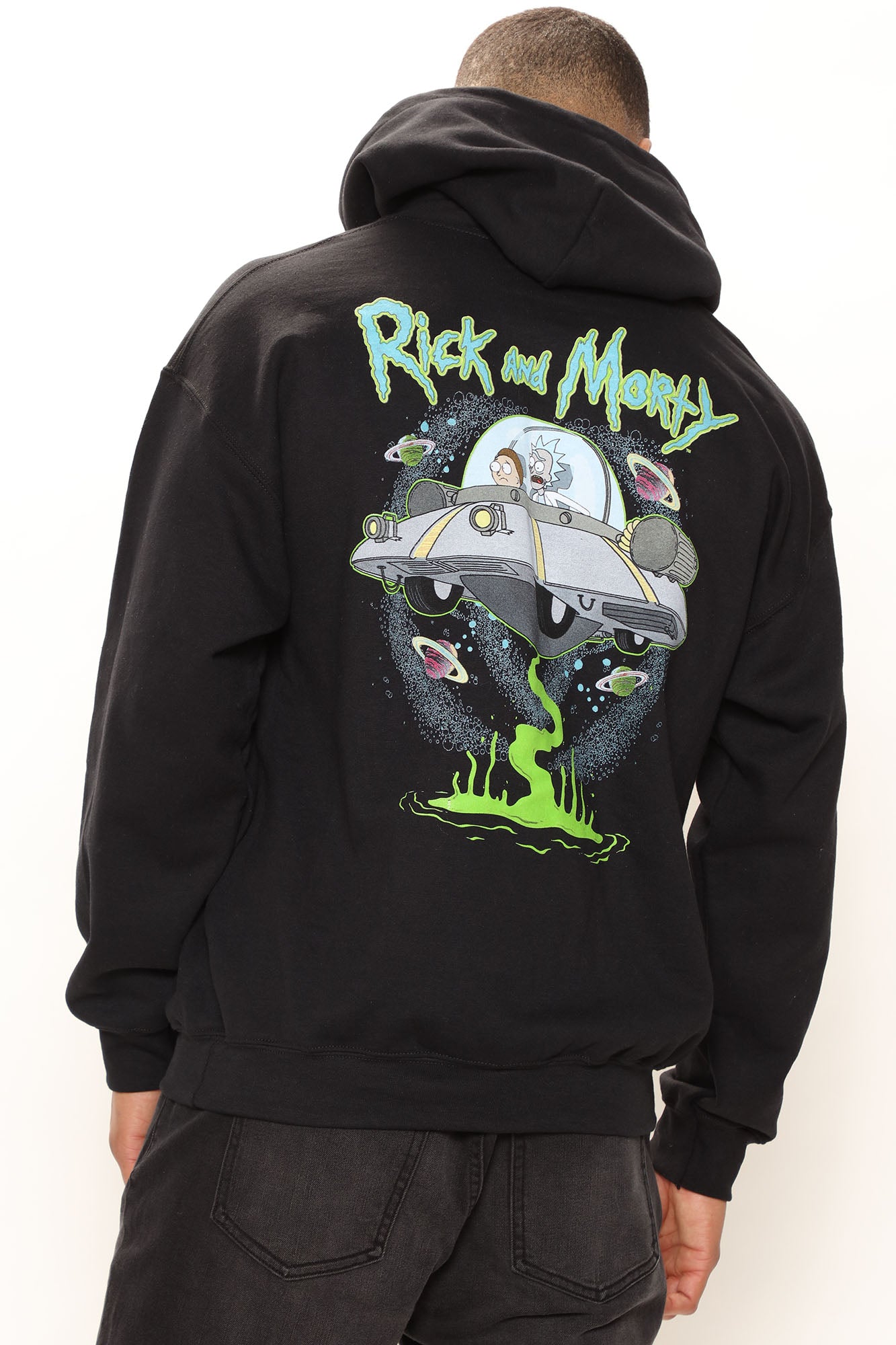 Black rick sales and morty hoodie