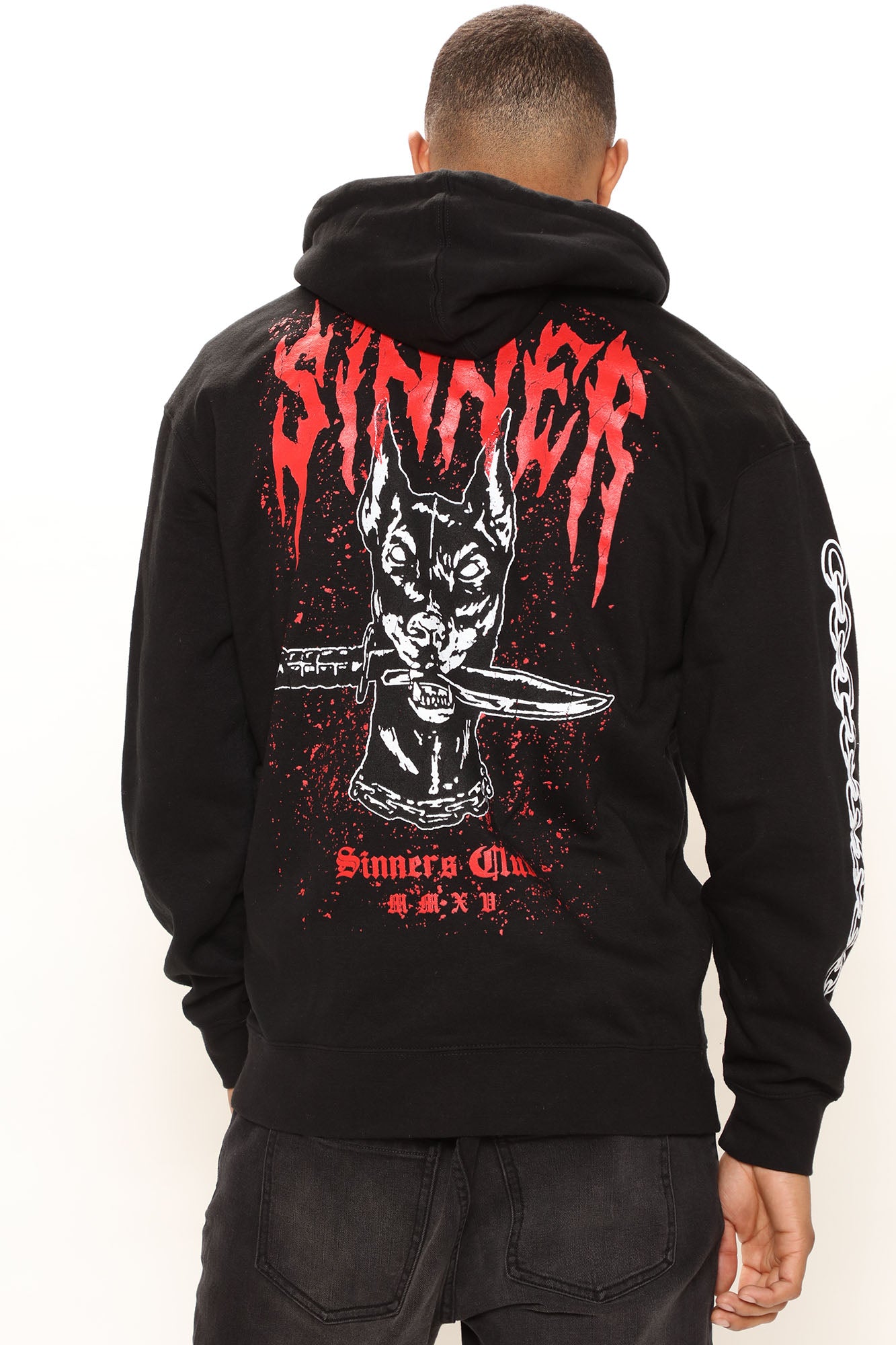 Sinner s Club Zip Up Hoodie Black Red Fashion Nova Mens