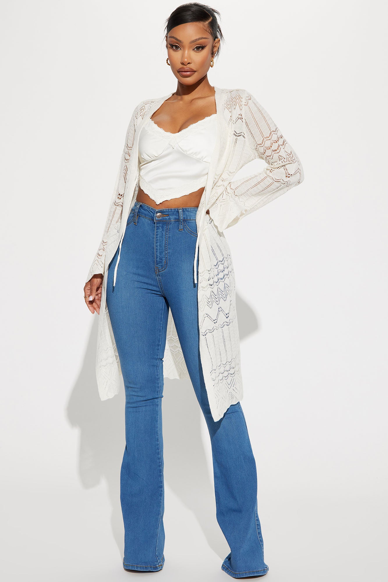 White discount duster cardigan