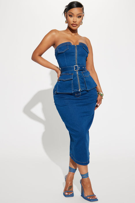 Denim midi skirt fashion on sale nova