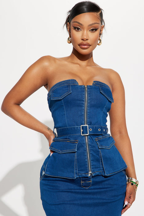 Jessie Denim Midi Skirt Set Denim