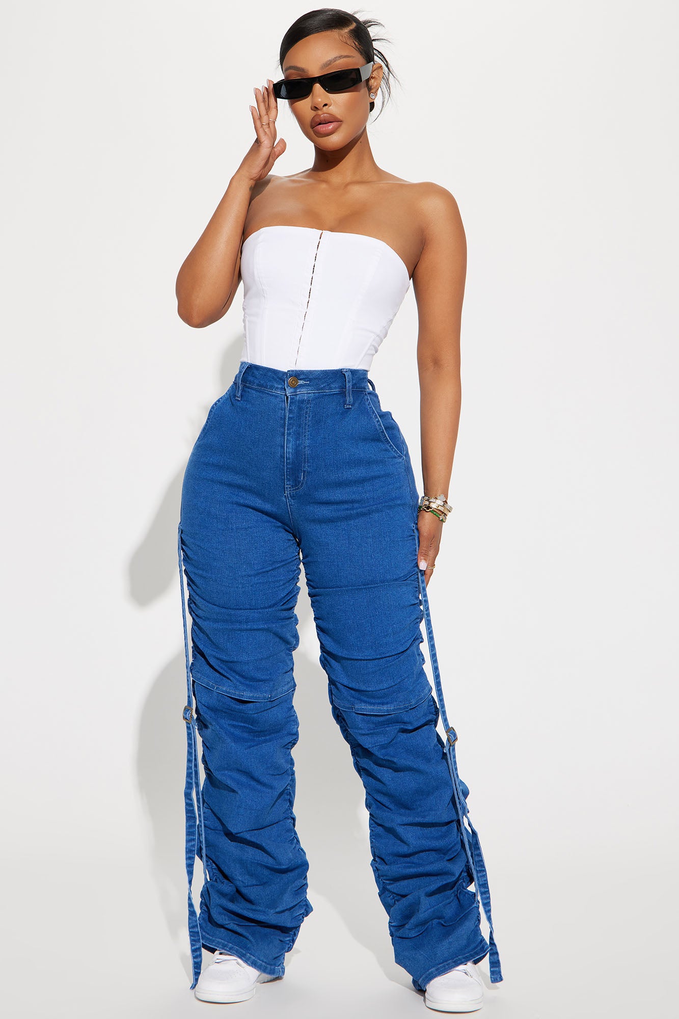 Willow Stacked Stretch Straight Leg Jeans - Dark Wash, Fashion Nova, Jeans