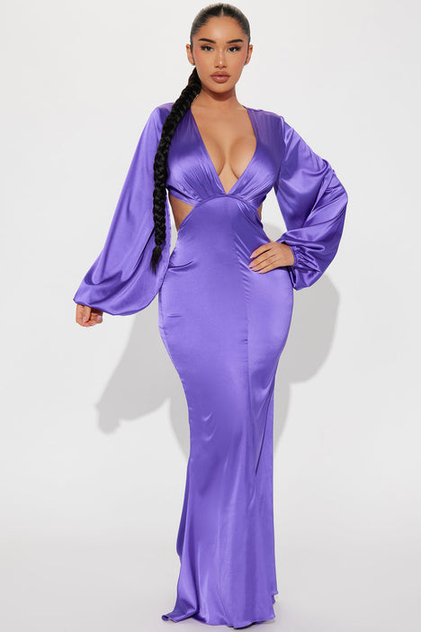 Shannon Satin Maxi Dress Purple Fashion Nova Dresses