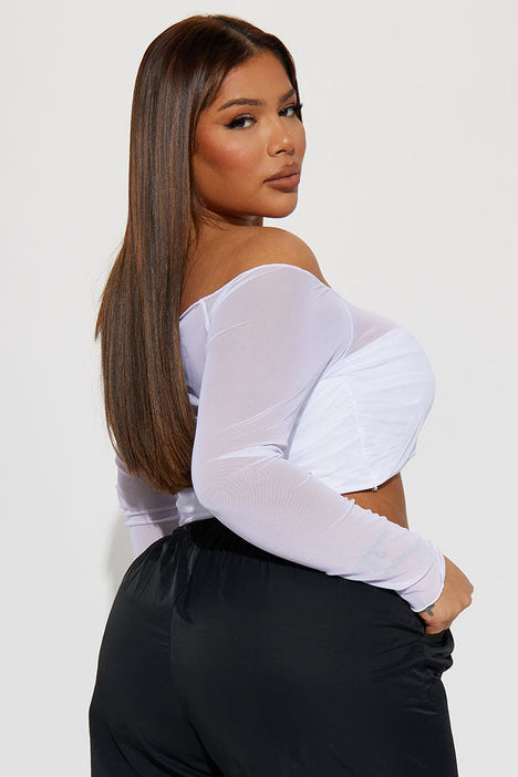 Plus size white top mesh top