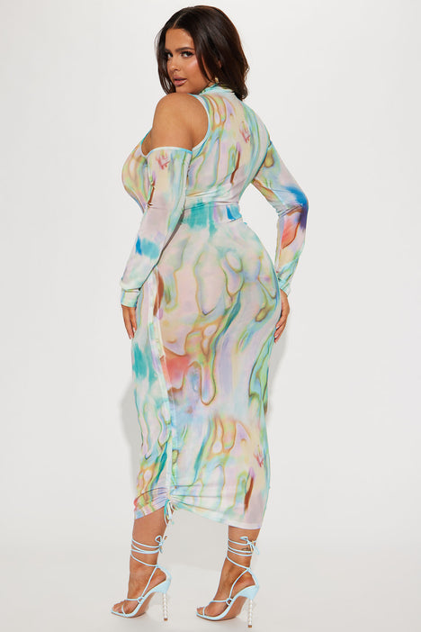Tie dye mesh midi dress hotsell
