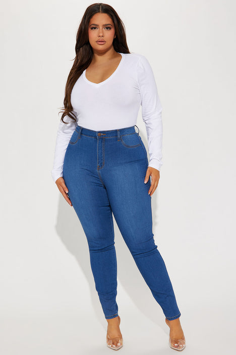 Fashion Nova Jeans Women Plus Size 1X Blue Skinny High Waist Stretch 36x30  p88