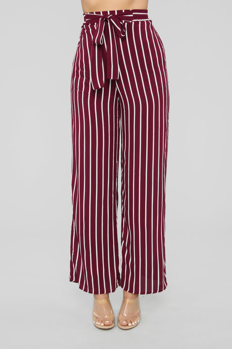 Maroon and white new arrivals striped pants