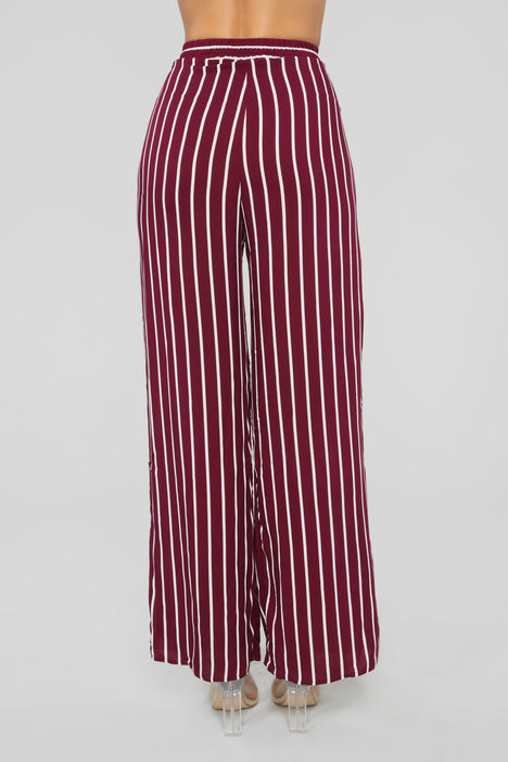 Maroon and discount white striped pants