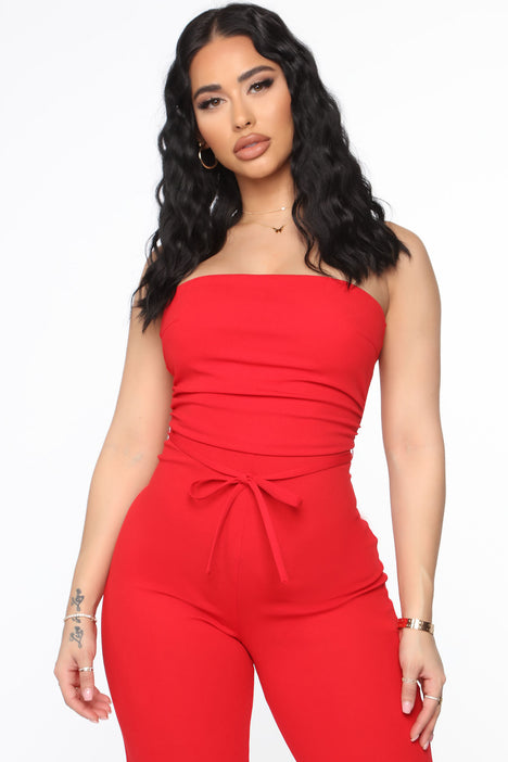 Jumpsuit glam red  glam jumpsuit - red - anahata fitwear