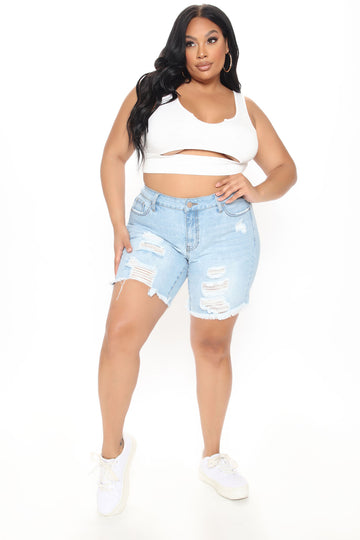 Plus size white distressed bermuda sale shorts