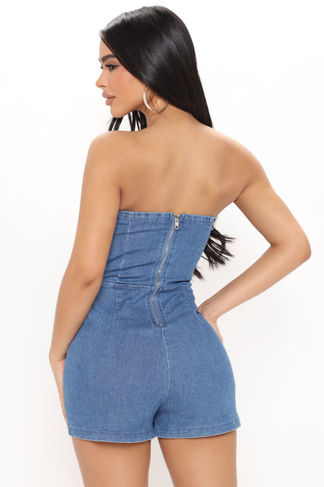 Fashion nova shop denim romper