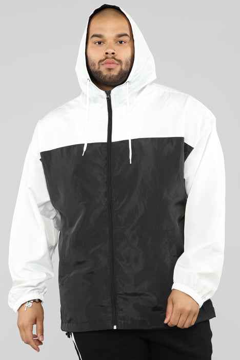 Black and discount white windbreaker mens