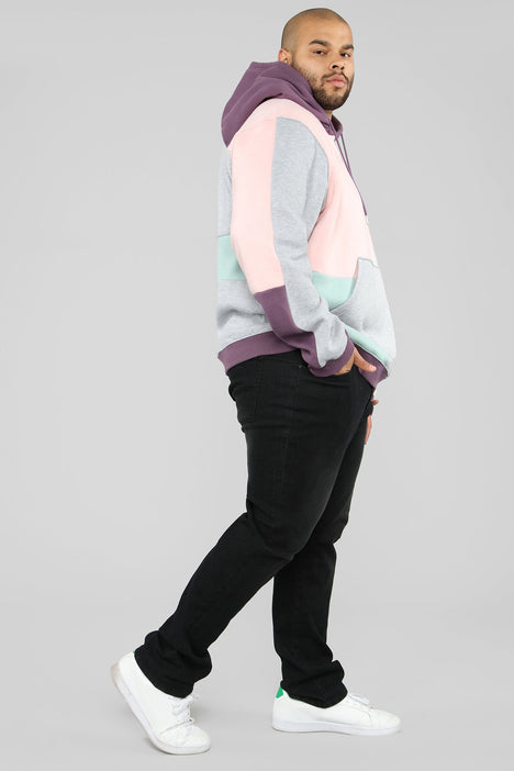 80s color clearance block hoodie
