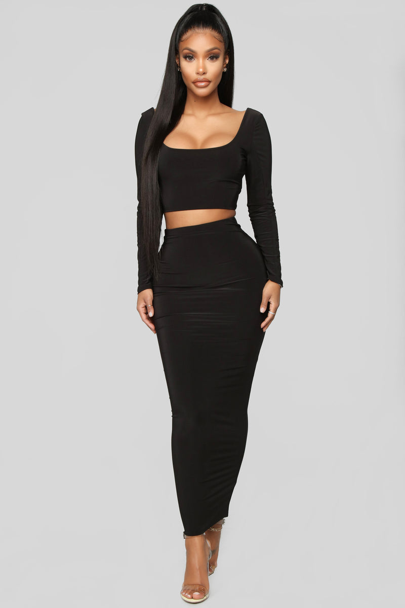 So Slinky Skirt Set - Black | Fashion Nova, Matching Sets | Fashion Nova