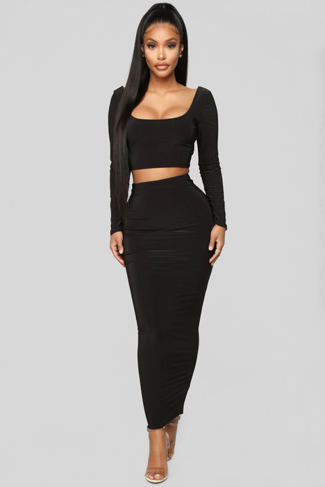 Mariah Slit Skirt Set - Black  Fashion Nova, Matching Sets