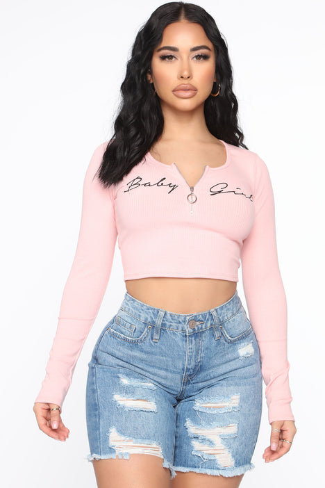 Zipper up crop top fashion nova best sale