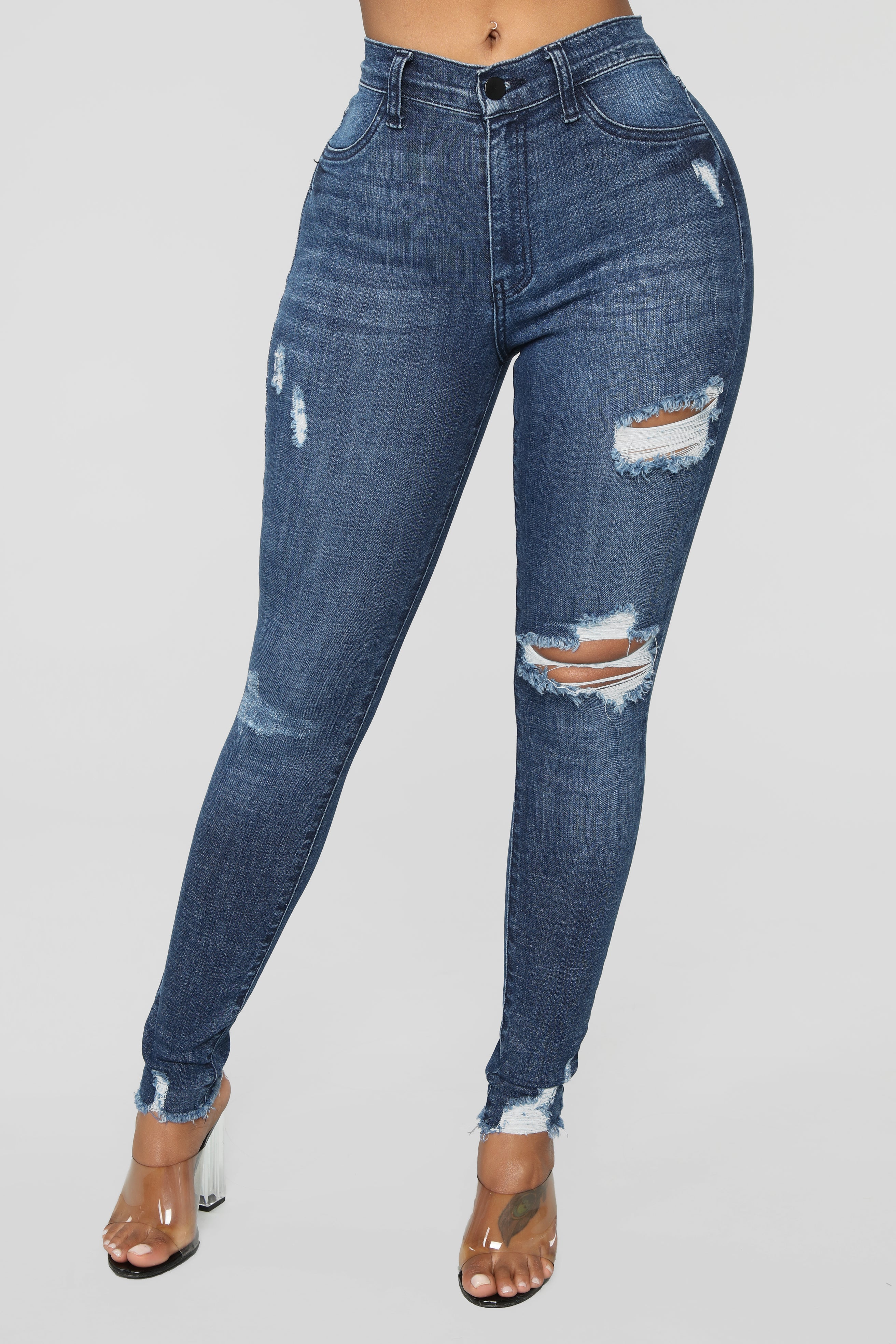 Stretch Me Out High Rise Ankle Jeans Dark Denim