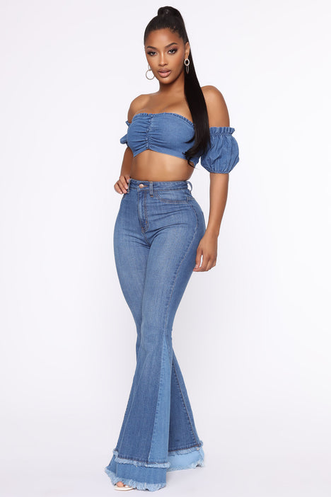 Fashion nova cheap bell bottom jeans