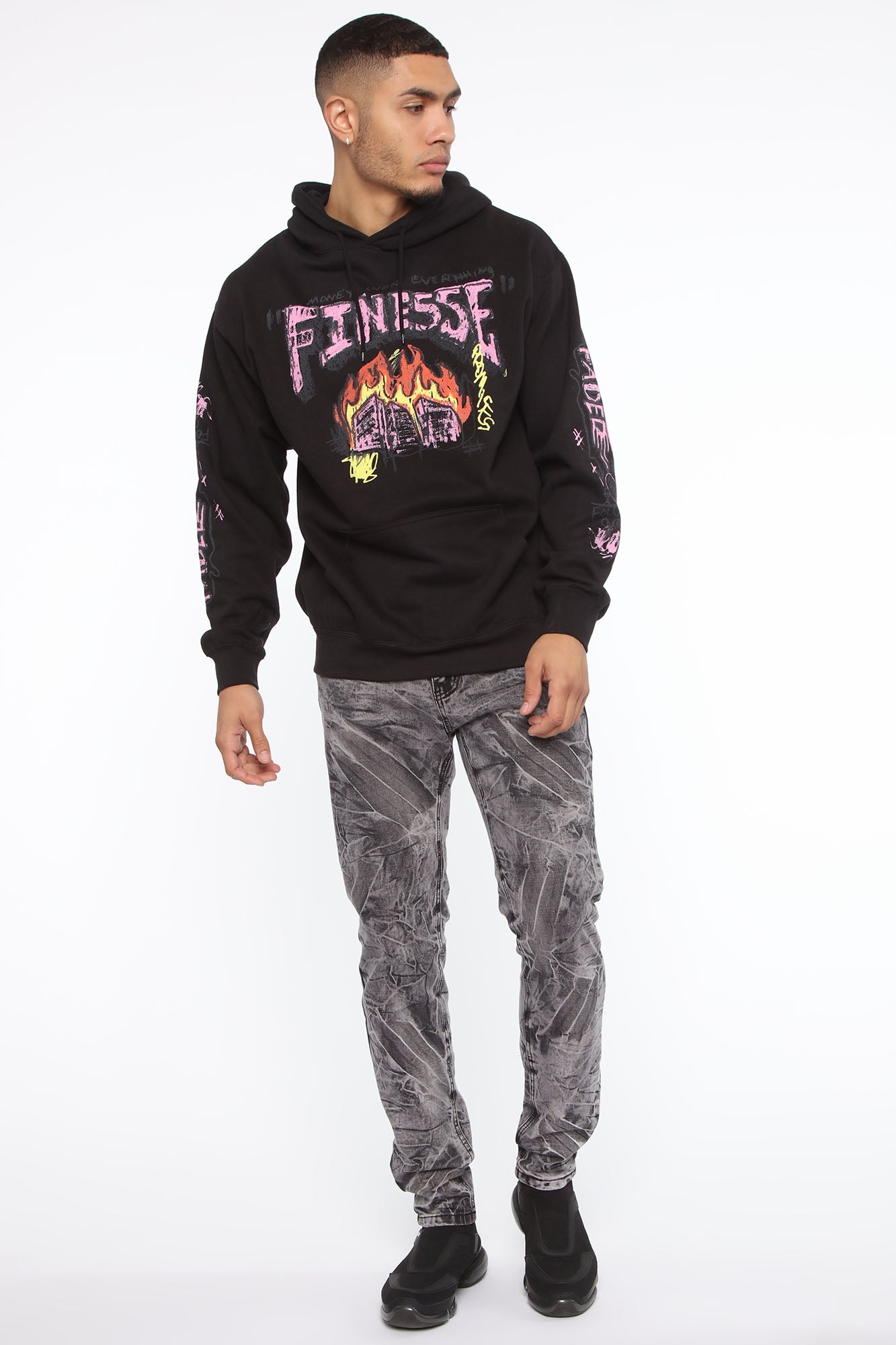 Finesse Scribble Hoodie Black combo