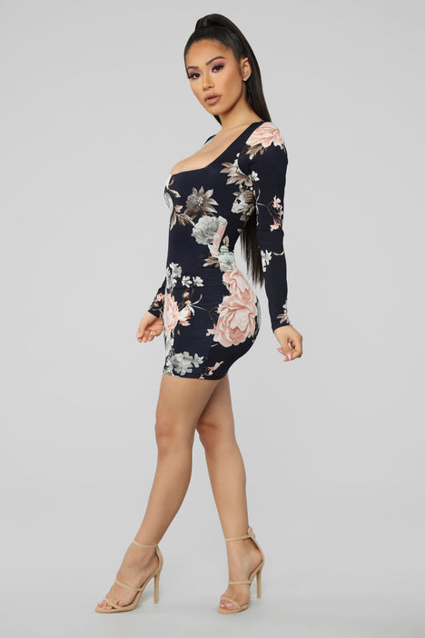 My Love Of Flowers Mini Dress Navy Floral Fashion Nova
