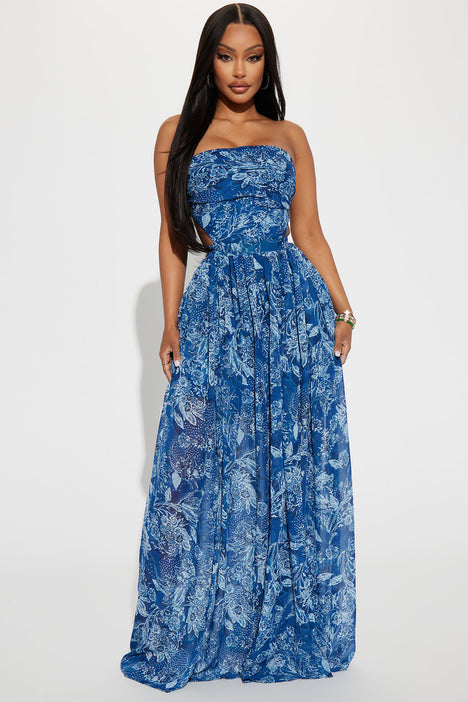 Claire Maxi Dress Navy combo Fashion Nova Dresses Fashion Nova