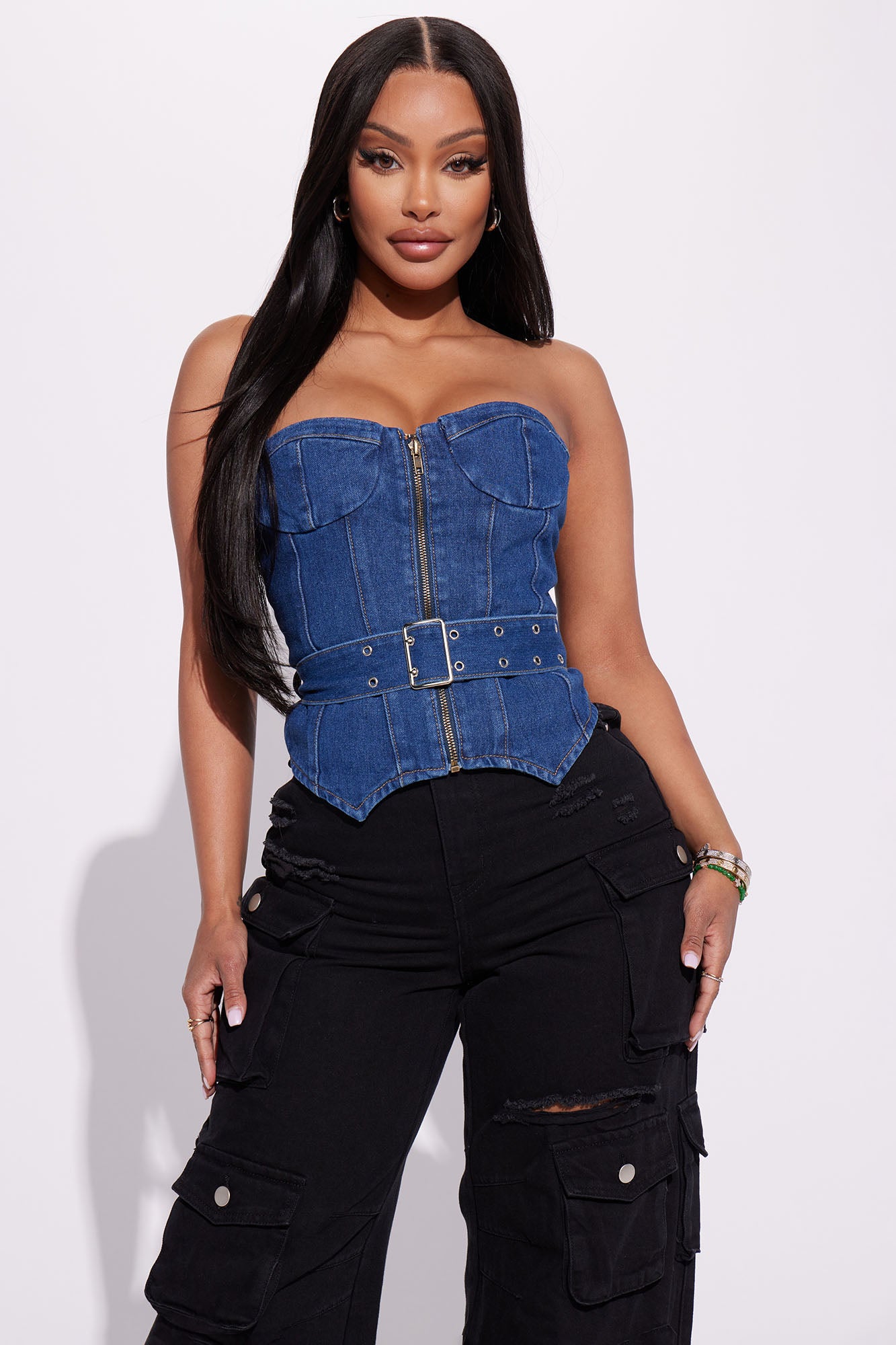Fashion nova top denim shirt