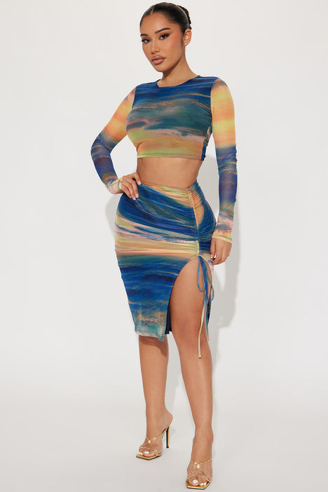 Tie dye skirt deals set fashion nova