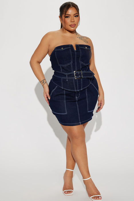 Black jean skirt fashion nova top