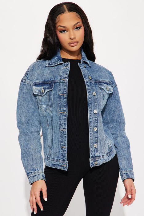 Medium blue denim jacket shop
