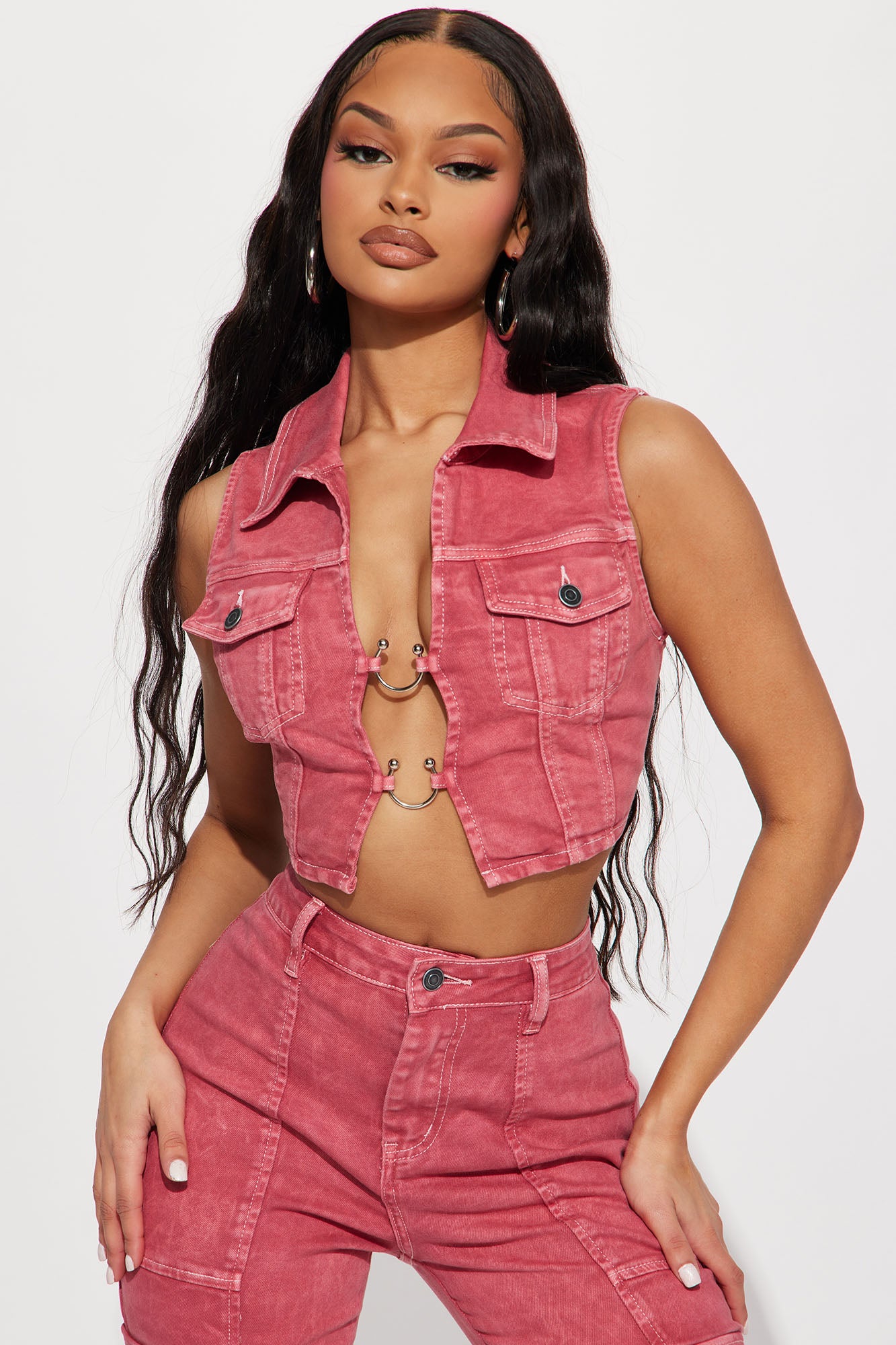 Cropped denim shop vest womens
