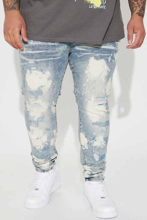 Spot Bleached Stacked Skinny Jeans - Light Wash Fashion Nova, Jeans | Fashion Nova