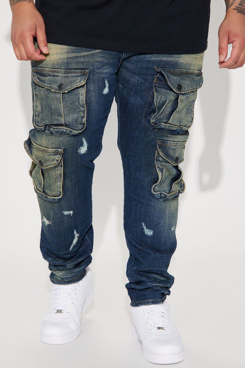 Dirty Ways Stacked Cargo Skinny Jeans - Medium Wash | Fashion Nova ...