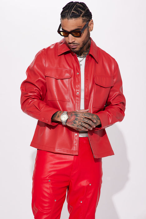 mens red leather jackets