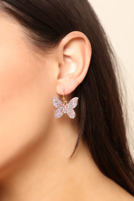 Show Your Color Butterfly Drop Earring Pink combo
